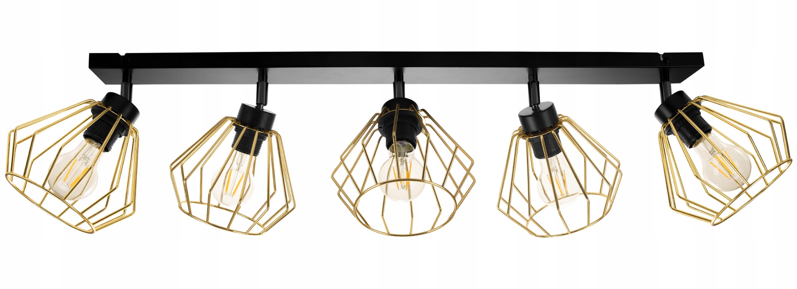 Lampa sufitowa wisząca Light Home LH Santos 5x E27 abażur druciany złoty elegancka