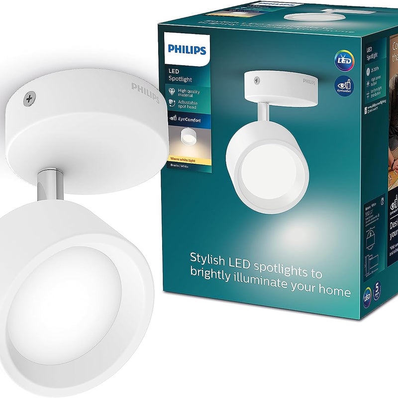 Lampa Ścienna Kinkiet LED 5.5 W 550 lm 2700K Ciepła biel Biała Bracia Philips