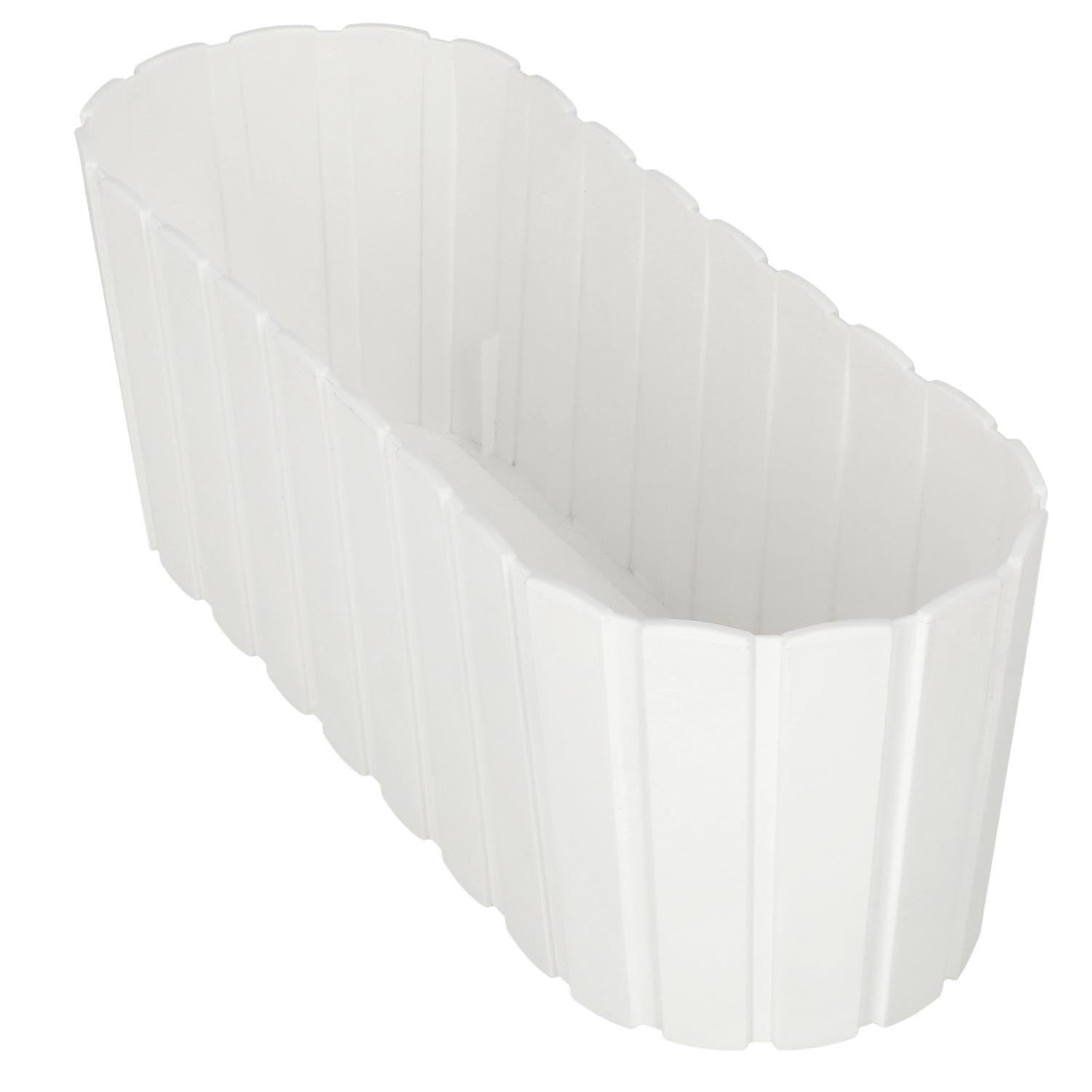 Doniczka Skrzynka Balkonowa - 40 x 13 x 13 cm - Skrzynia Plastikowa na Kwiatki - Donica Owalna na Balkon - Rustykalna - Biały KOTARBAU