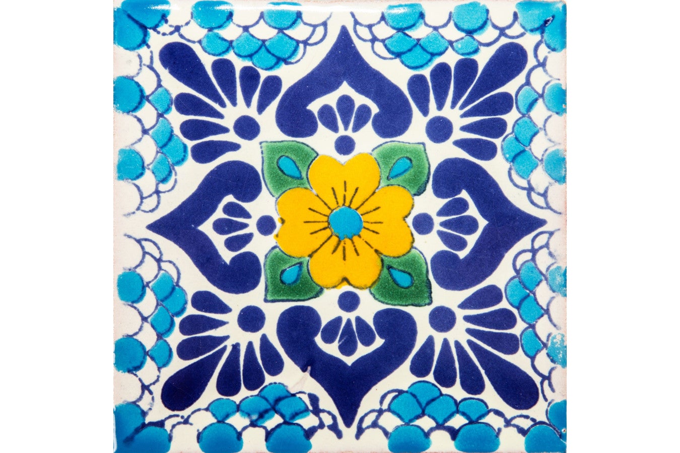 Meksykańskie płytki ceramiczne Amarillo – 30 unikalnych dekoracyjnych płytek ściennych z motywami 10,5x10,5 cm do łazienki, prysznica, kuchni