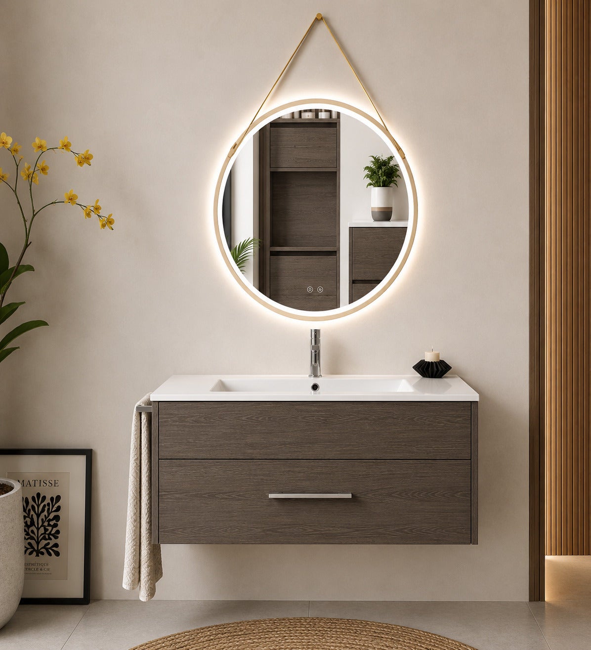 Szafka łazienkowa z umywalką ORIGENBATH FLORENCIA bez lustra 80x45 cm dąb smoky