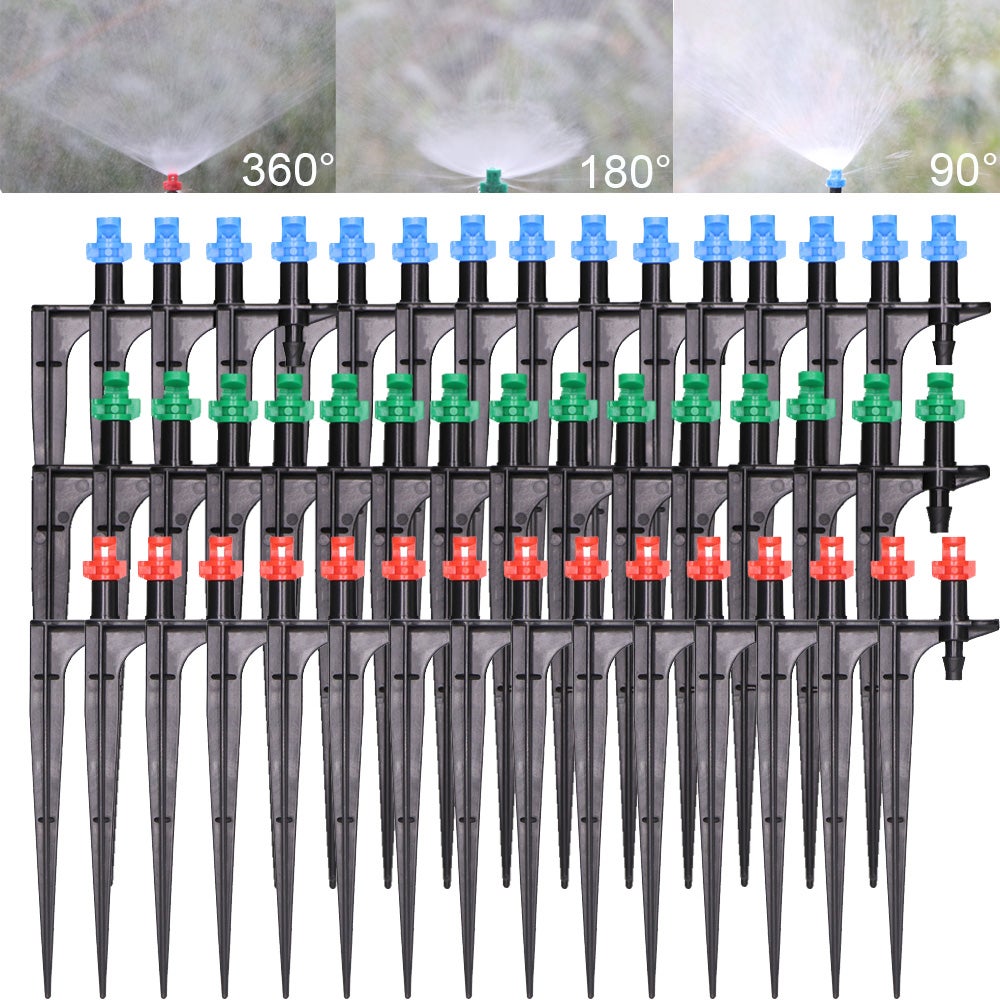 45 sztuk 90/180/360 stopni Dysza mikromgłowa 11 cm kołek 1/4 ''złącze kolczaste ogród Nawadnianie zraszacz szklarnia