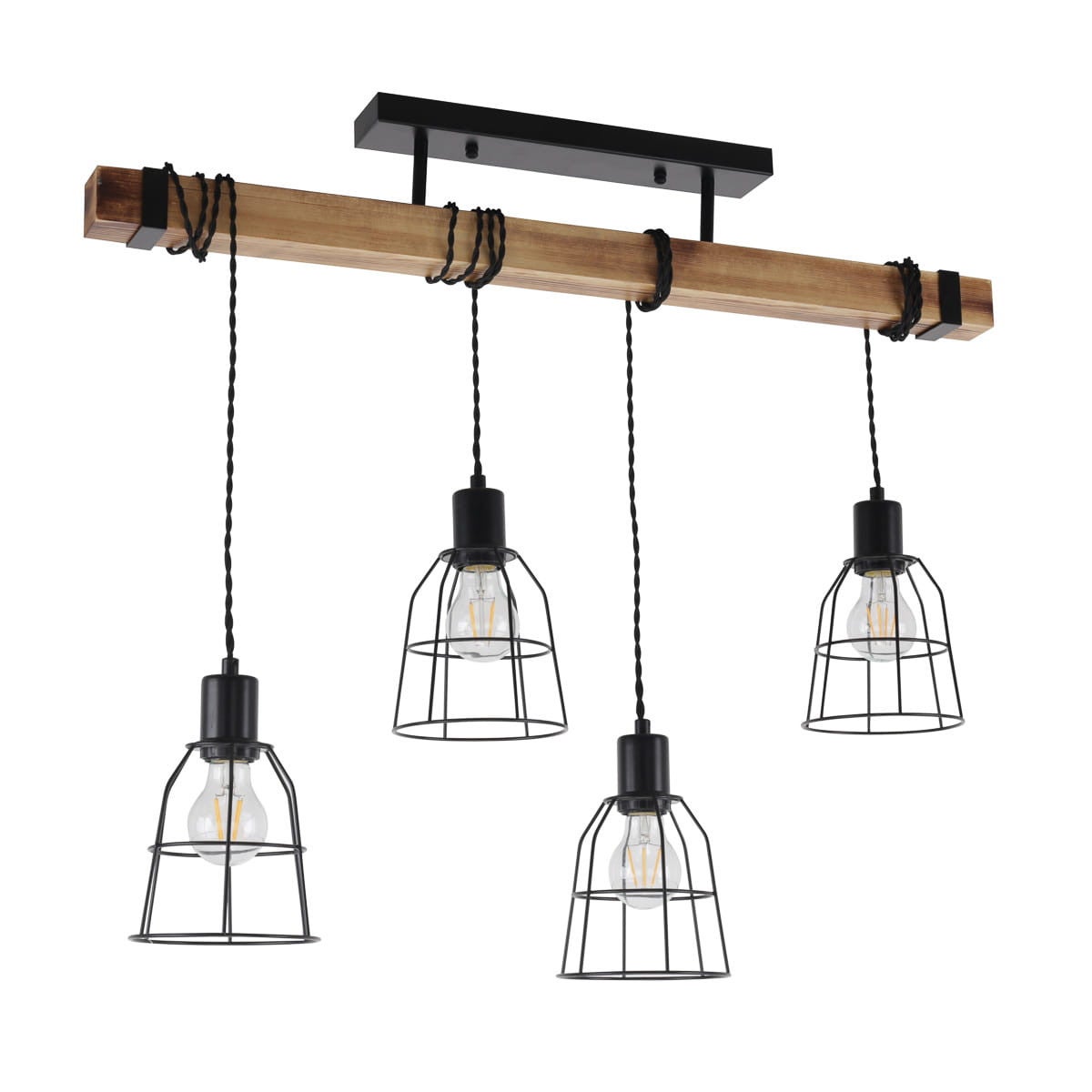 Żyrandol Italux Ponte industrialny czarny PND-4290-4-L