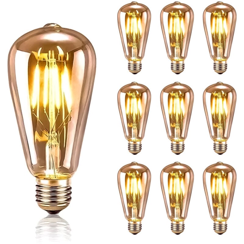 Żarówki LED w stylu retro Edison 4 W, antyczne oświetlenie dekoracyjne, ciepła biel (2700 K), do restauracji, barów i kawiarni, 10 szt.