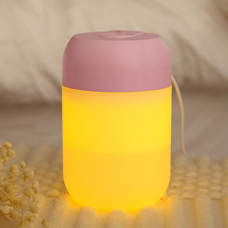 Miniaturowy różowy nawilżacz powietrza do sypialni, 300 ml, chłodna mgiełka, biurkowy nawilżacz powietrza USB z delikatnym światłem nocnym, 2 trybami