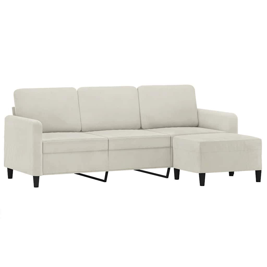 Sofa 3-osobowa, kremowa, 180 cm, tapicerowana aksamit