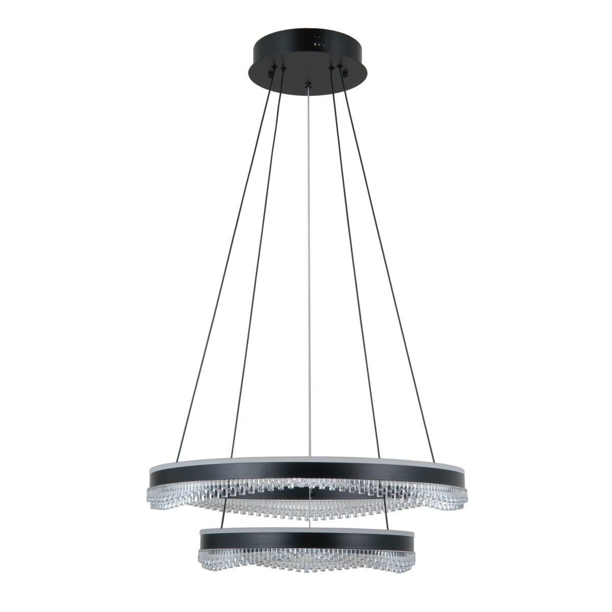 Lampa wisząca falowane pierścienie LED Morte 70W biała zmienna 4900lm metal czarny mat wym:120x60x60cm IP20 Italux