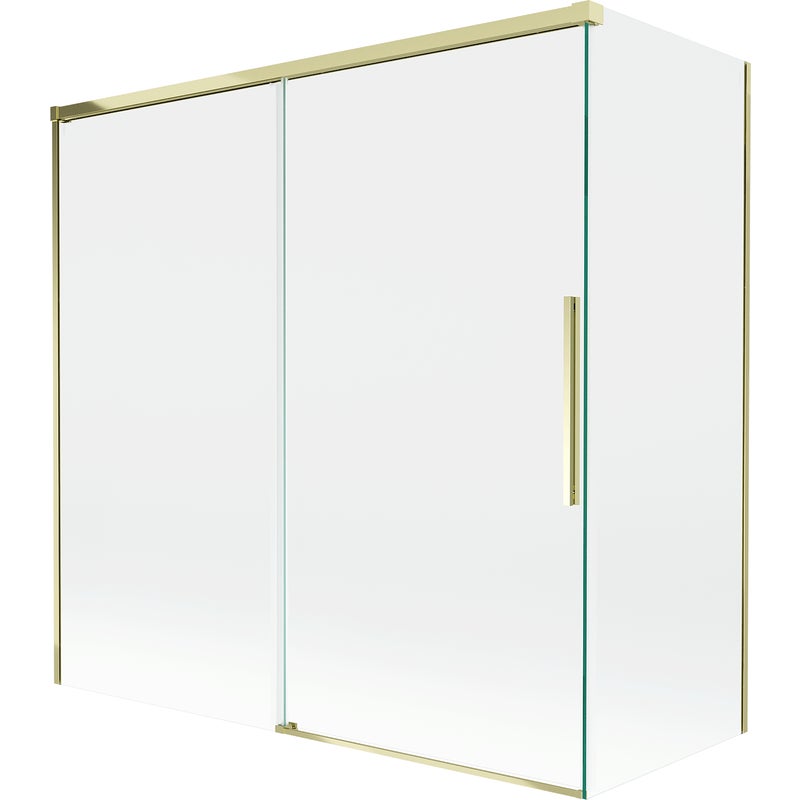 Mexen Rox parawan nawannowy 2-skrzydłowy rozsuwany 160 + 75 x 150 cm, transparent, złoty - 8C9-160-075-50-00