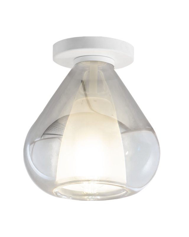 Lila - Okrągła lampa sufitowa śr 20 cm Fabas Luce - Kinkiet z żarówką LED E27 MAX 40W - Przydymiona