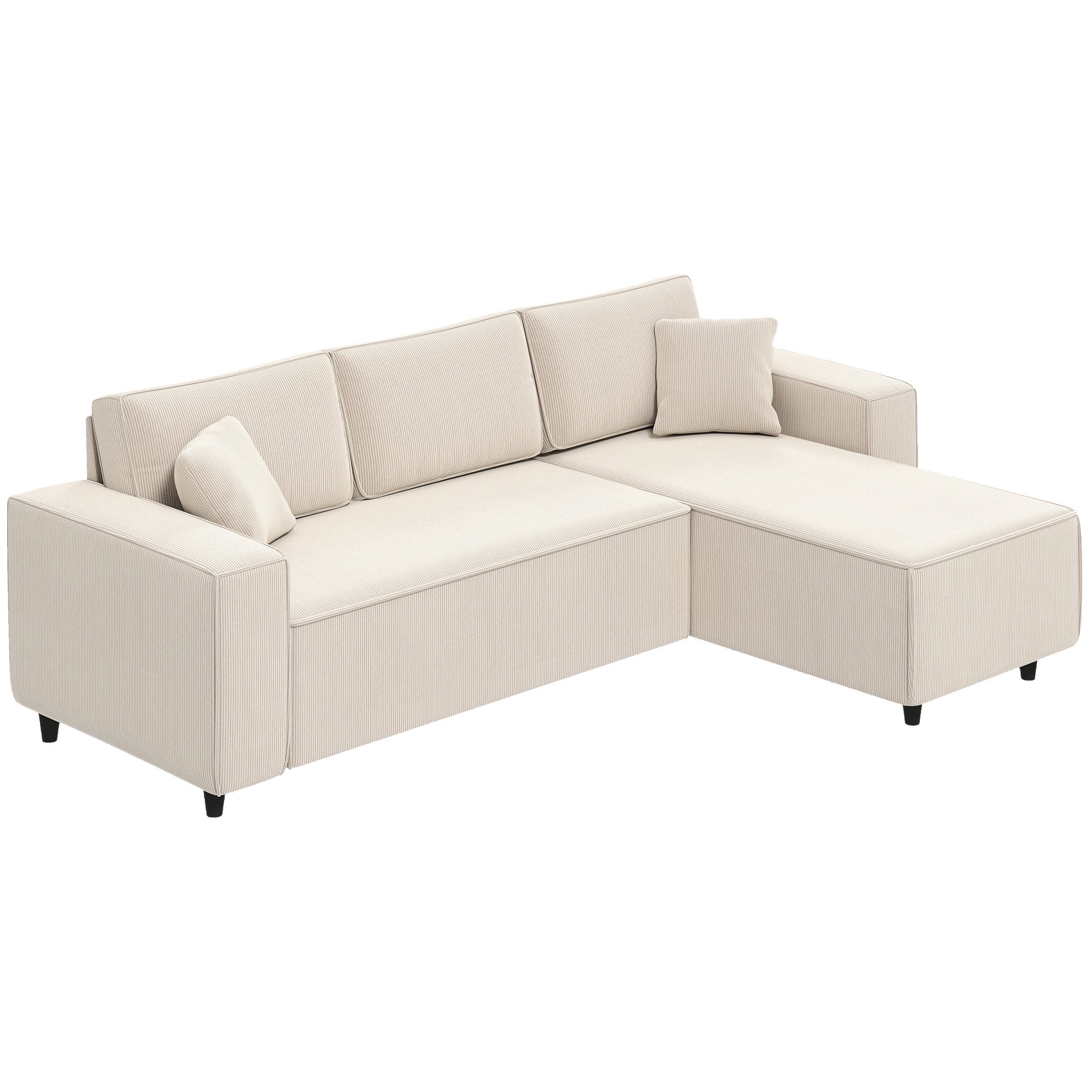 Sofa 3-osobowa z centralną wyspą, z tkaniny imitującej aksamit, pianki i nylonu, 241 x 153 x 83 cm, kremowo-biały