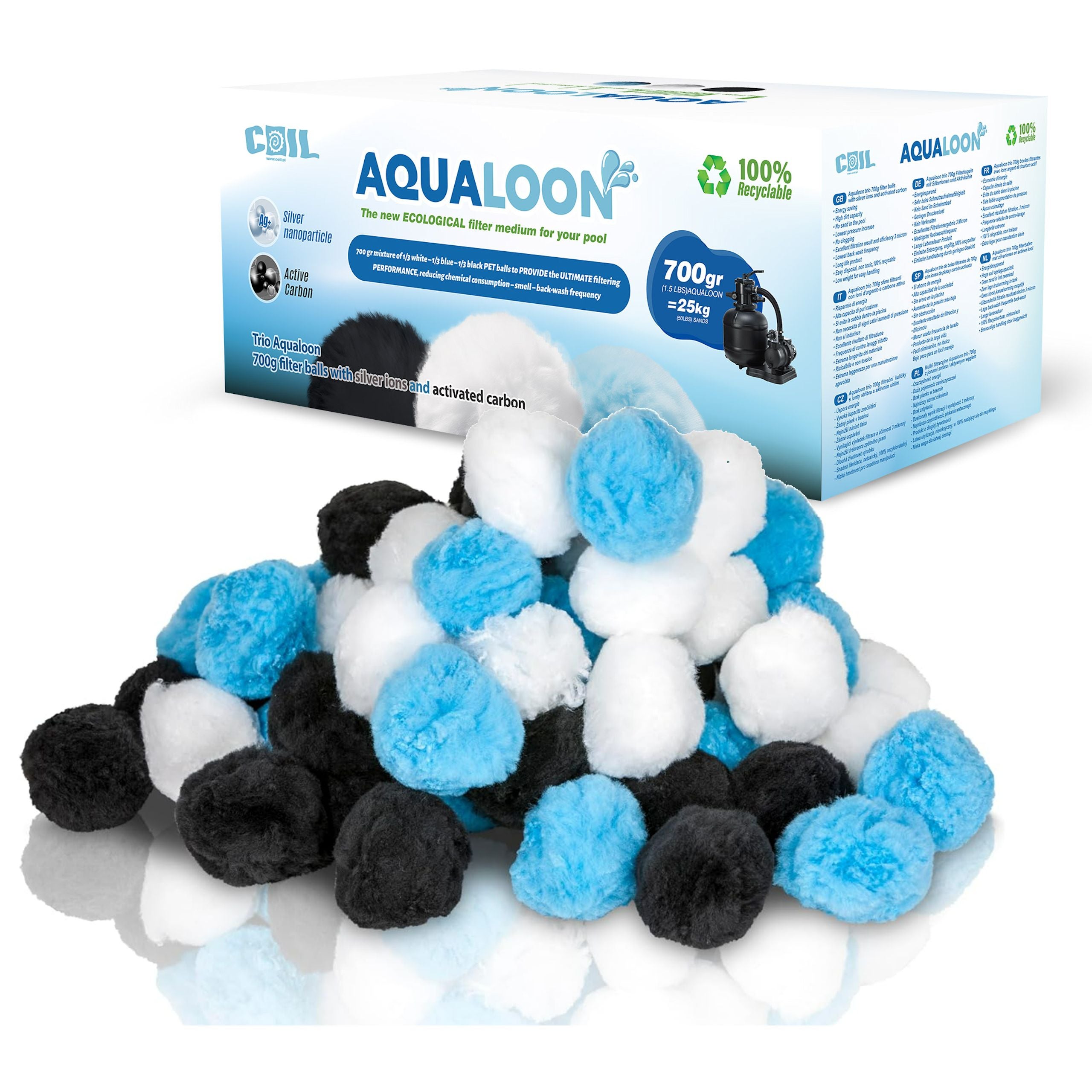 COIL Kulki filtracyjne Aqualoon TRIO do pompy piaskowej do basenu opakowanie 700g zastępuje 25kg piasku