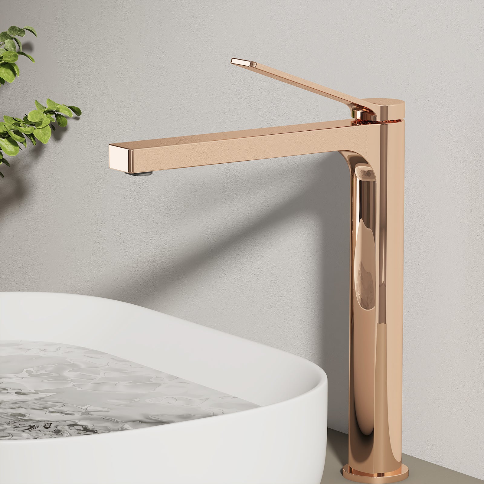 EMKE Bateria umywalkowa wysoka różowe złoto 33.5 cm