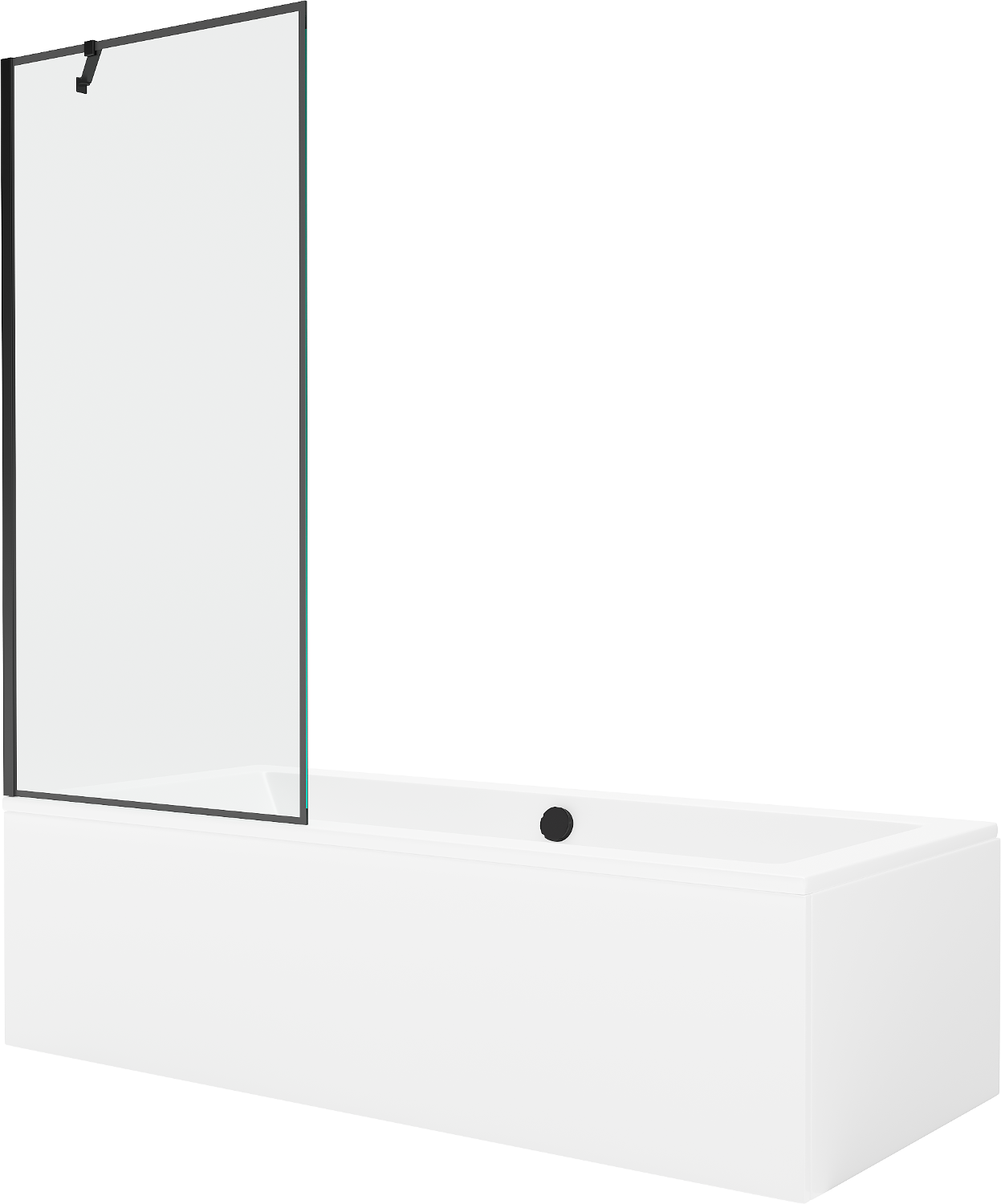 Mexen Cube wanna prostokątna 180 x 80 cm z obudową i parawanem 1-skrzydłowym 80 cm, czarny wzór - 550518080X9508007070