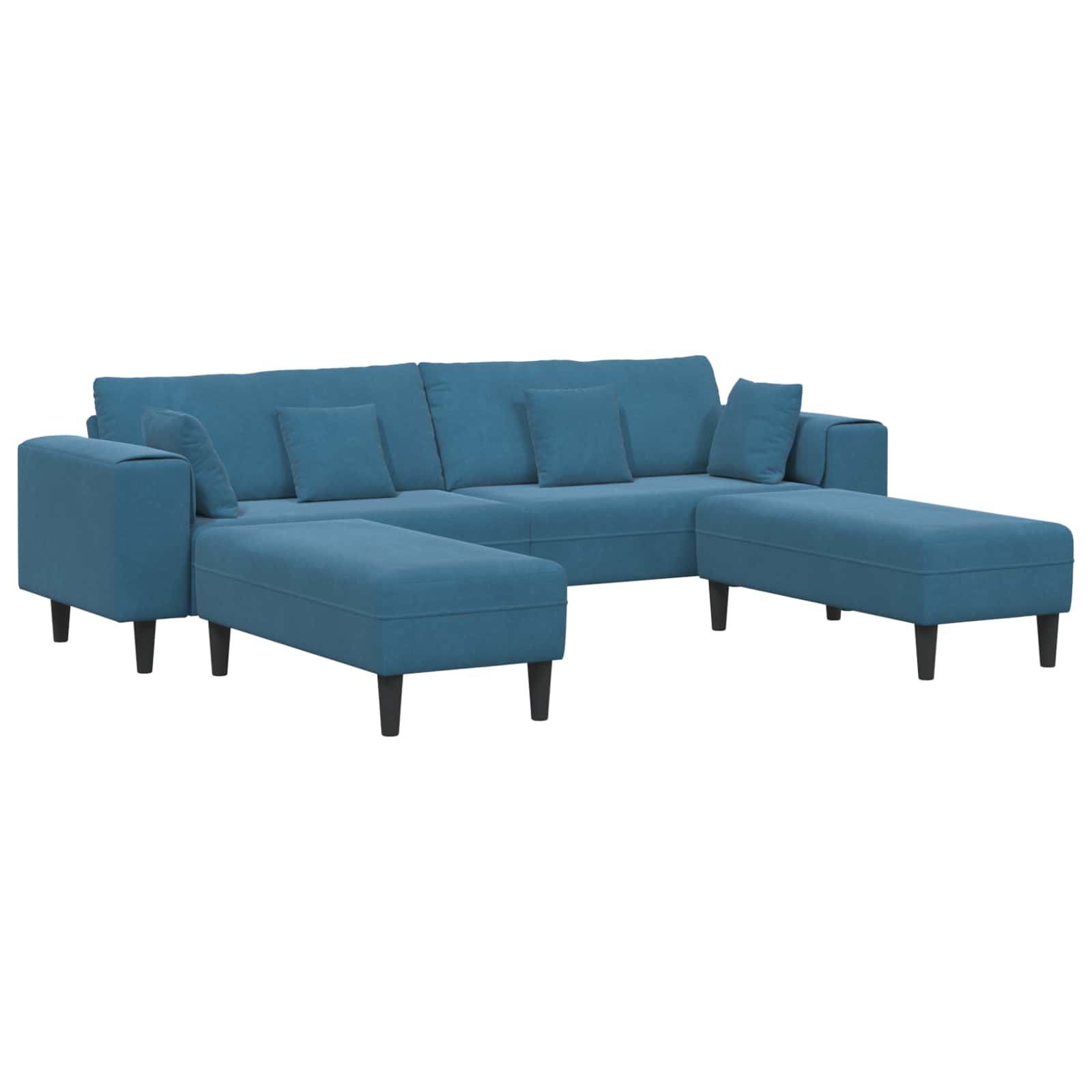 Sofa 3 pcs Niebieski 250 x 188 x 76 cm Aksamit