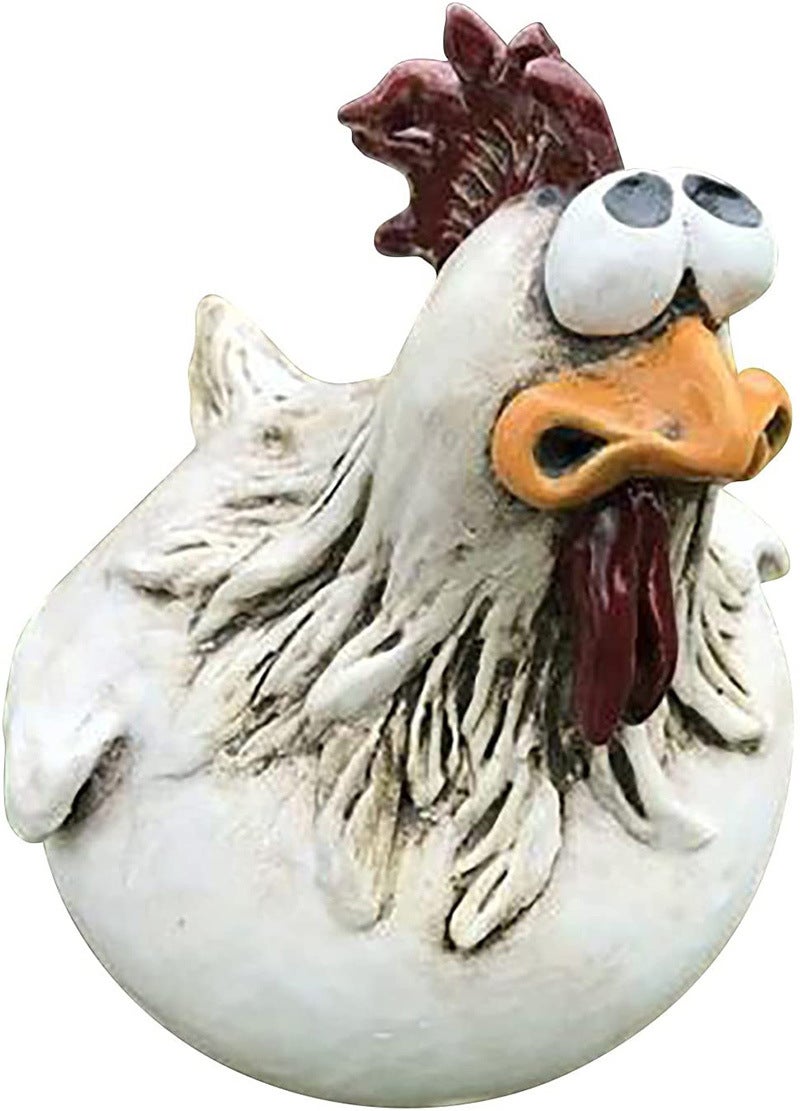 Figurki kurczaków, artystyczna dekoracja gospodarstwa, ozdoba podwórka z kurczakiem, rzeźby artystyczne, dekoracja ogrodu