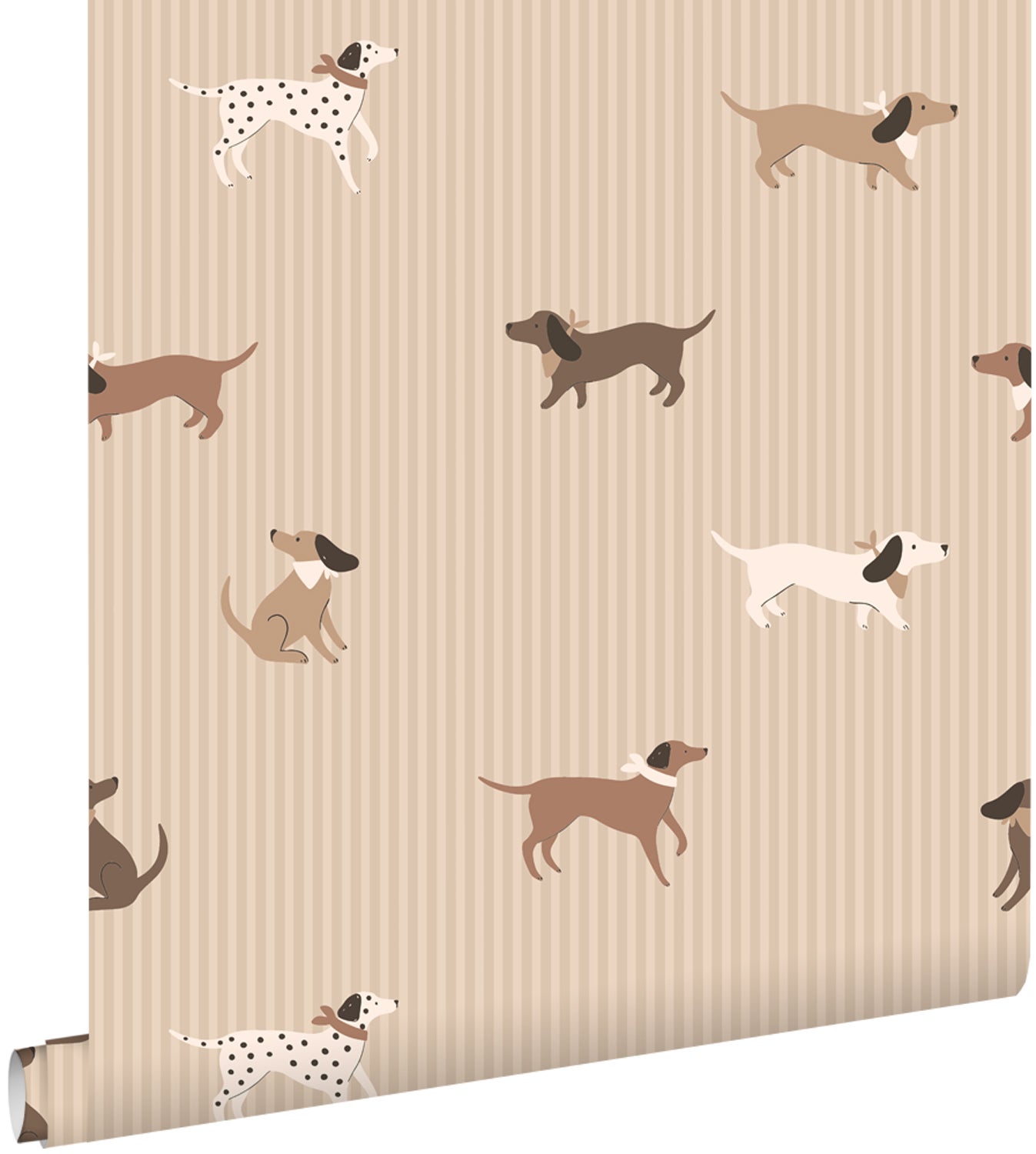 Tapeta psy beżowy i brązowy - 50 x 900 cm - ESTAHOME