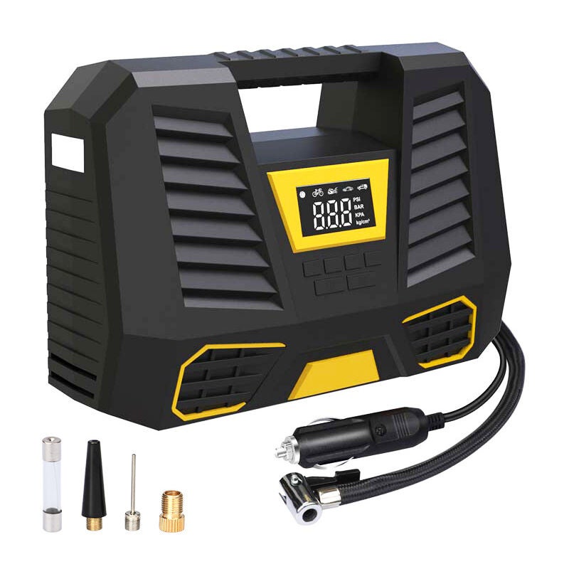 Przenośna sprężarka powietrza, pompa do opon samochodowych 150 PSI, 3 x 2000 mAh mini sprężarka do opon 12 V, pompka do opon z cyfrowym wyświetlacze