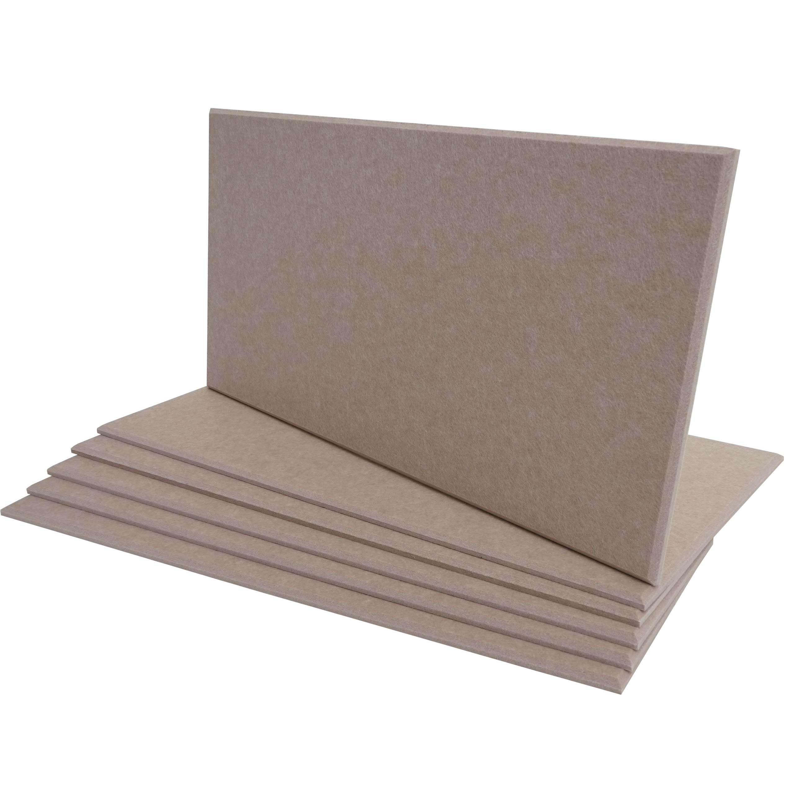 Zestaw 6 paneli akustycznych HWC-L52, panele ścienne, płyty akustyczne, dźwiękochłonne, powierzchnia 1 m², wymiary 60 x 30 cm ~ jasnobrązowe