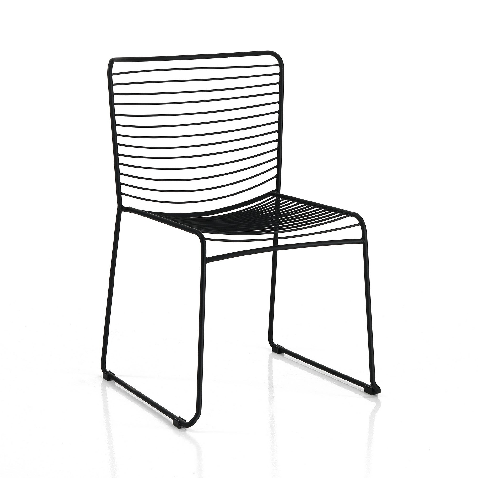Zestaw 2 krzeseł MARTHA BLACK – matowa czarna stal, sztaplowane, wys. 79 cm, szer. 49 cm, gł. 53 cm, do użytku wewnątrz i na zewnątrz