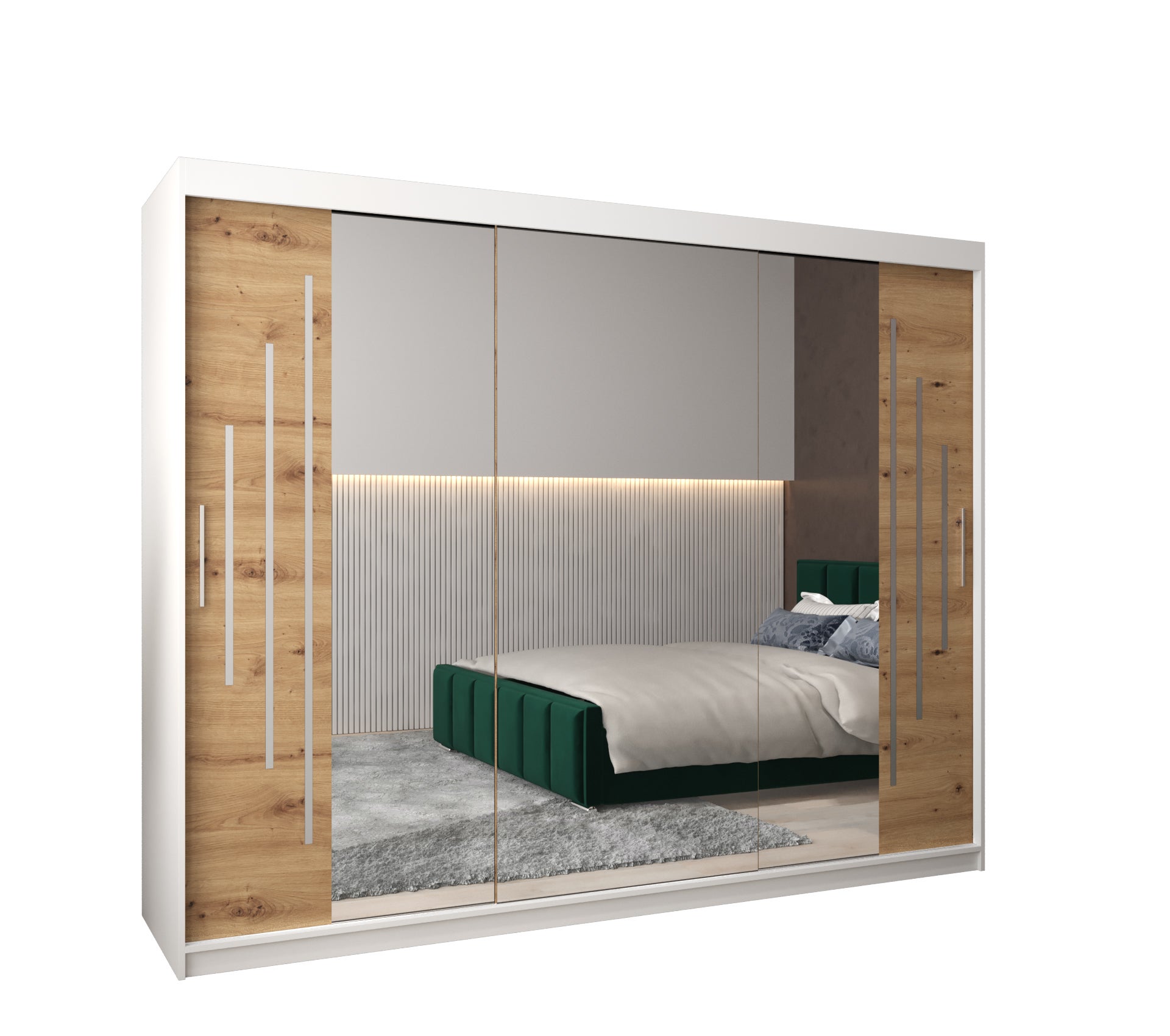 Szafa przesuwna garderoba York 2 250 x 62 x 200 cm Biały + Artisan - Abiks Meble