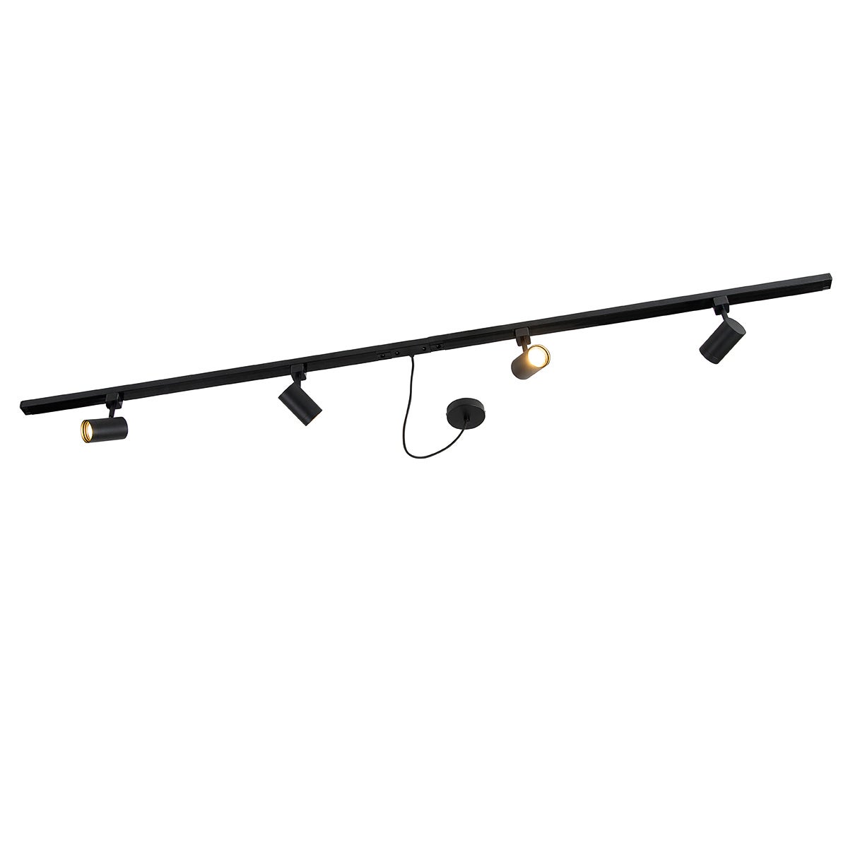 Qazqa nowoczesny zestaw oświetlenia szynowego - Jeana - czarny, max. 40w, gu10, z 4 punktami świetlnymi, 200cm oświetlenie