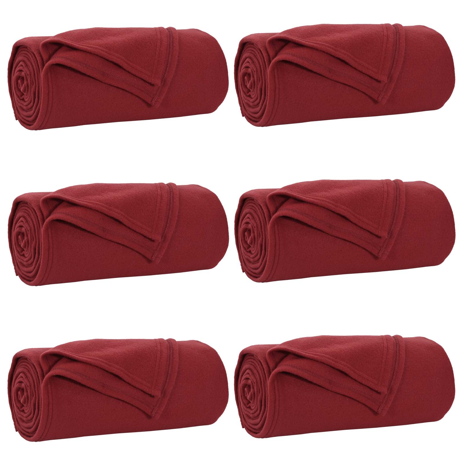 6x Koc Polarowy Narzuta na Łóżko 220x240 cm 140 g/m² Bordowy