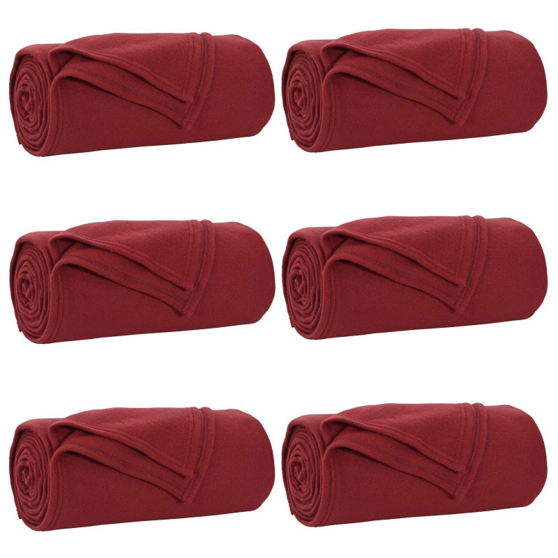6x Koc Polarowy Narzuta na Łóżko 220x240 cm 140 g/m² Bordowy