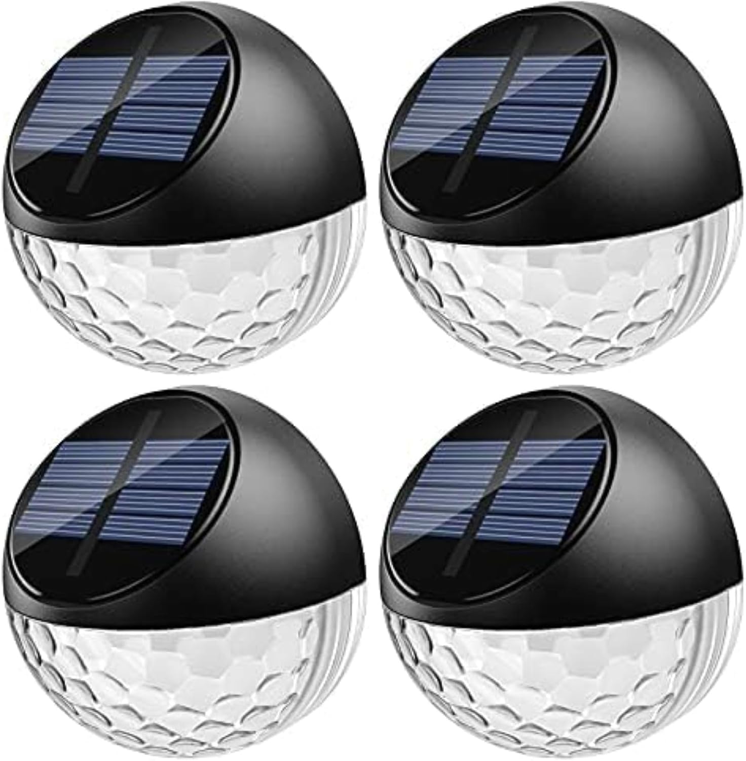 Zestaw 4 lamp solarnych, zewnętrznych kinkietów ściennych, wodoodpornych IP44, ciepłe białe światło do ogrodu, na taras i alejkę