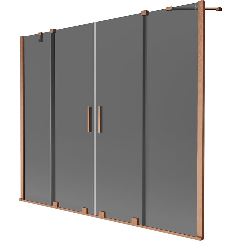 Mexen Velar Duo parawan nawannowy 2-skrzydłowy rozsuwany 170 x 150 cm, grafit, miedź szczotkowana - 896-170-000-42-65