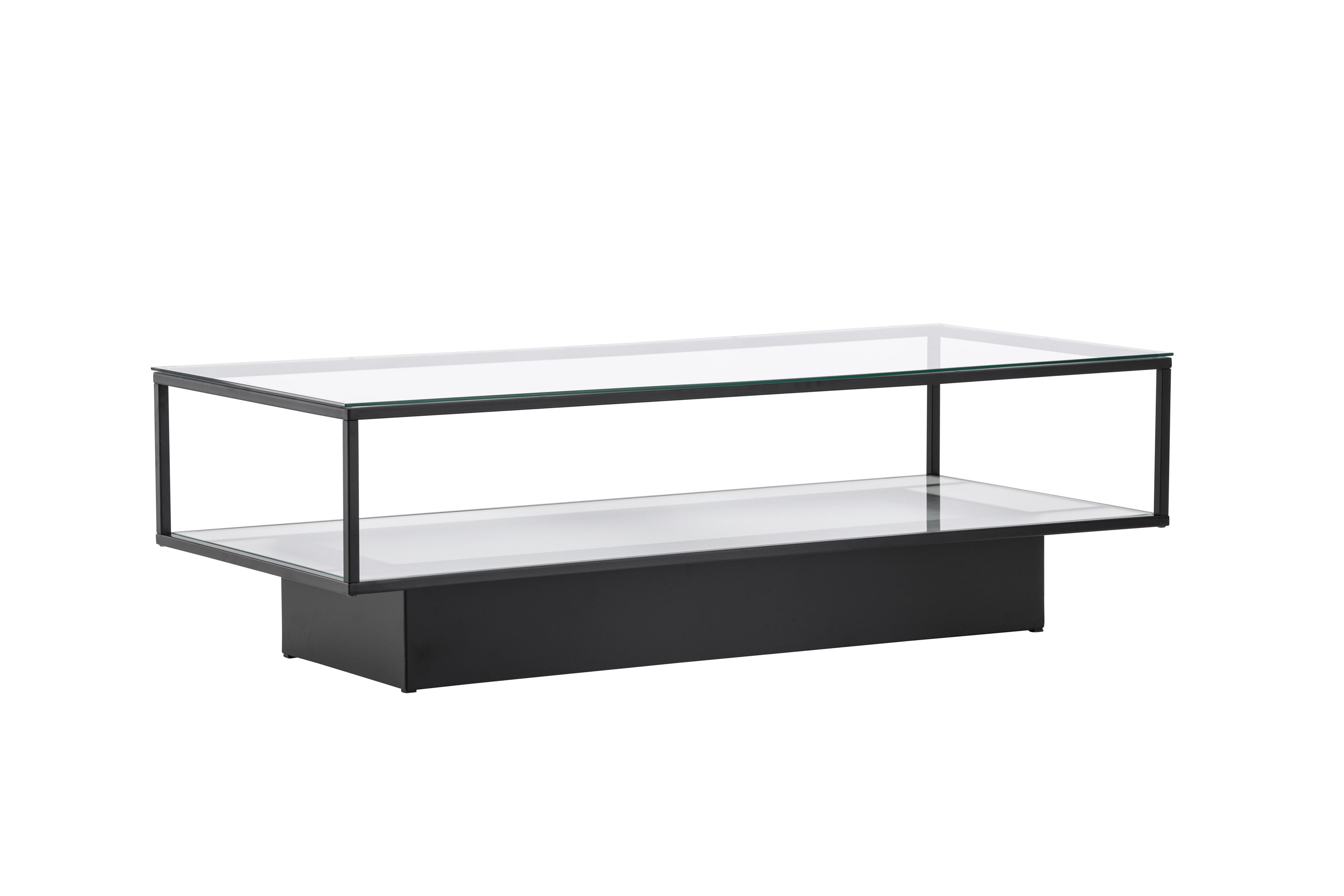 Maglehem stolik kawowy z półka 60x130 cm szkło.