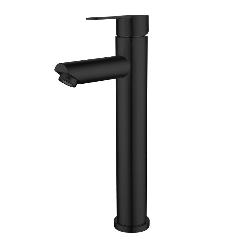 Czarny kran umywalkowy ze stali nierdzewnej, 60 cm, ciepła i zimna woda, głowica ceramiczna, perlator, bateria łazienkowa