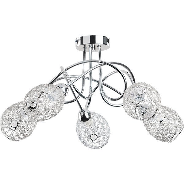 Lampa wisząca VERA chromowana 5 x E14 x 10W wym: 31 x 54 x 54 cm Alfa