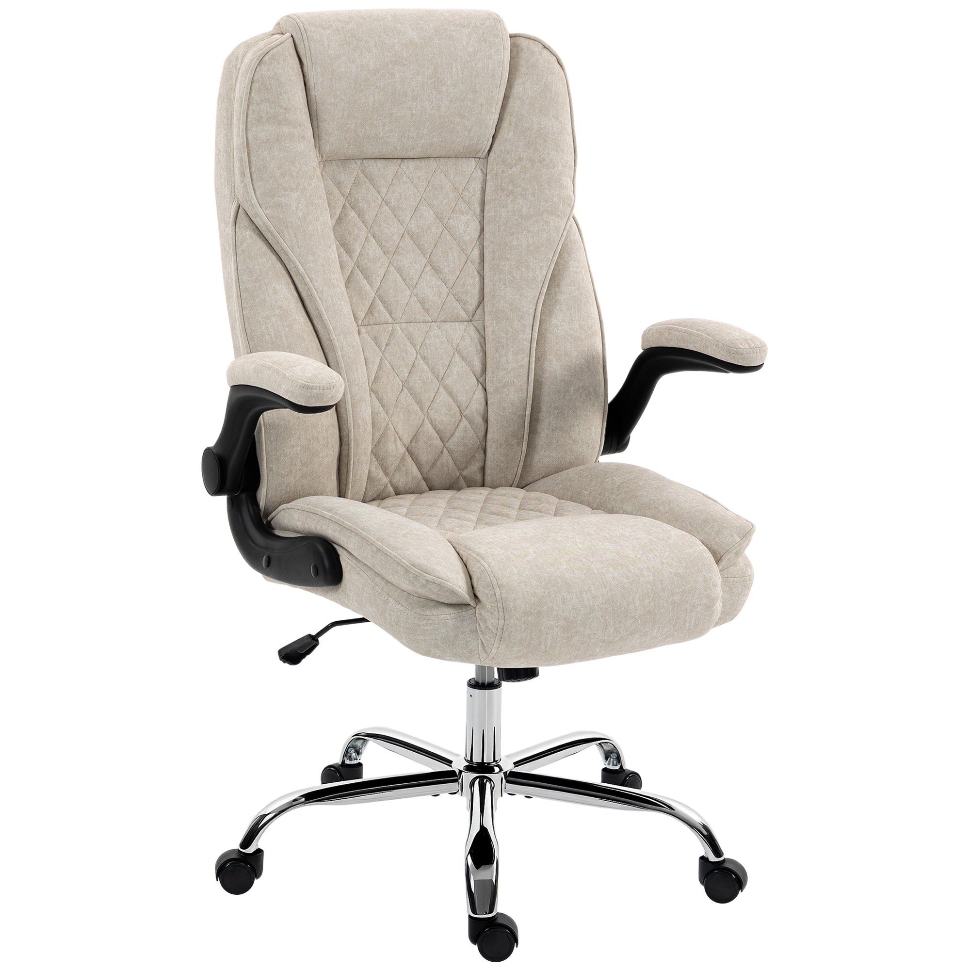 Fotel biurowy, ergonomiczny fotel biurowy, regulowana wysokość, podnoszone podłokietniki, 70 x 70 x 114-122 cm, beżowy
