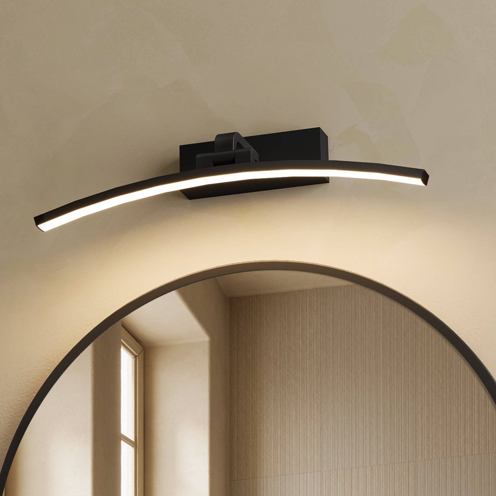 EMKE Kinkiet łazienkowy LED L.40 cm – lampa lustrzana LED do łazienki regulowana 180°, 8W, neutralna biel 4000K, czarny