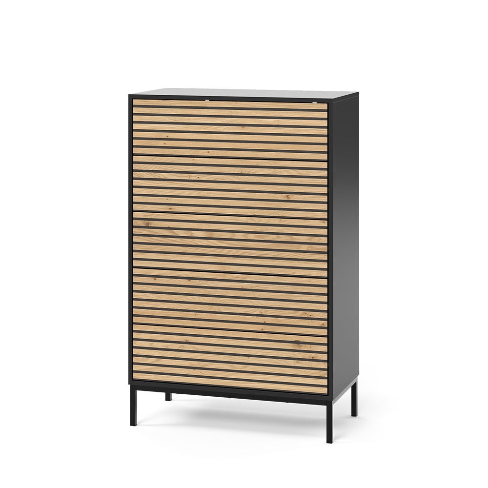 Vicco Komoda Eliza, Złoty dąb power/antracyt, 76 x 120 cm z 5 szufladami