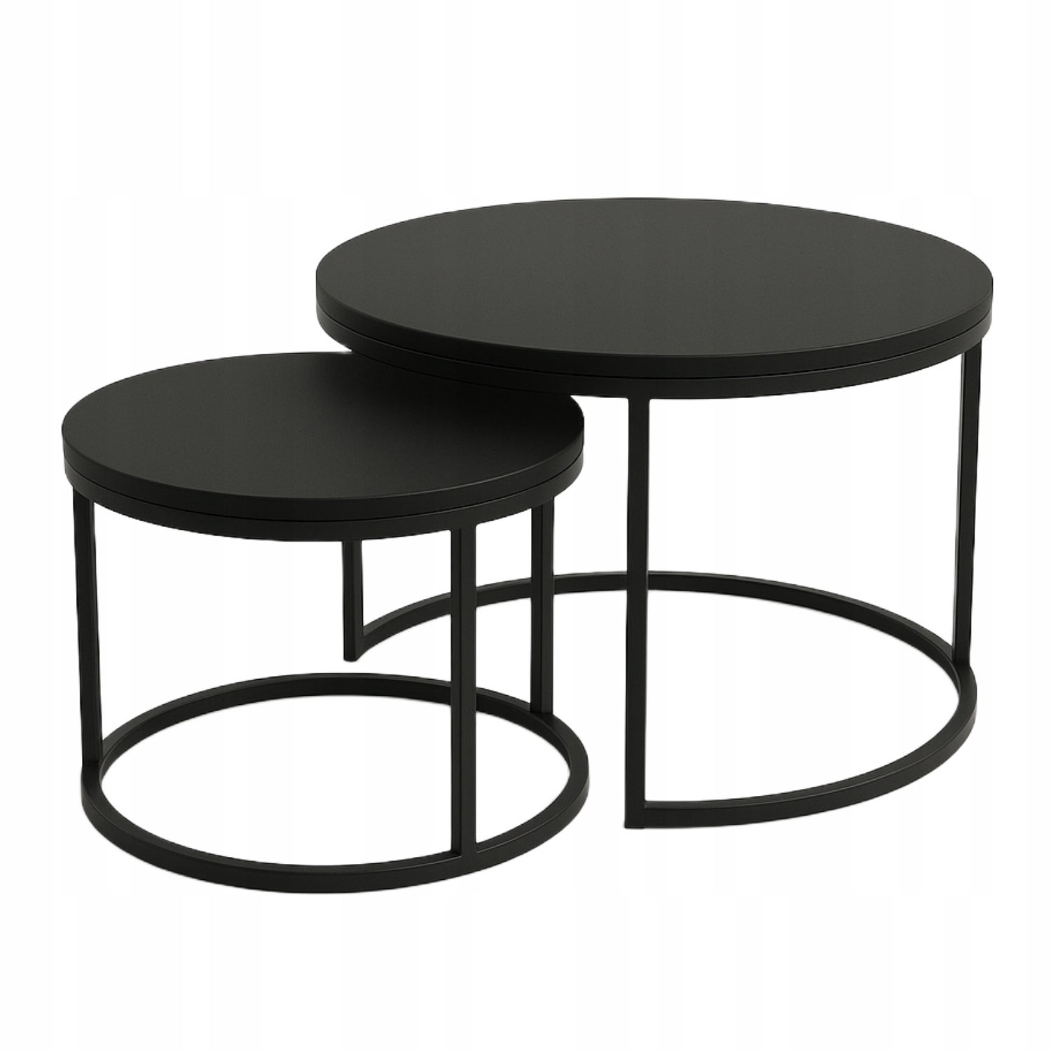 Zestaw 2 Stolików Kawowych Okrągłe LOFTOWE INDUSTRIAL Czarny SOFT LOFT DUO