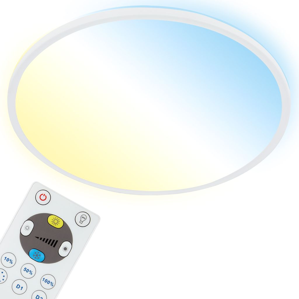 Panel LED - CCT z podświetleniem i pilotem - IP20 - śr. 420 x 30 mm - biały - 22 W / 3000 lm - Briloner