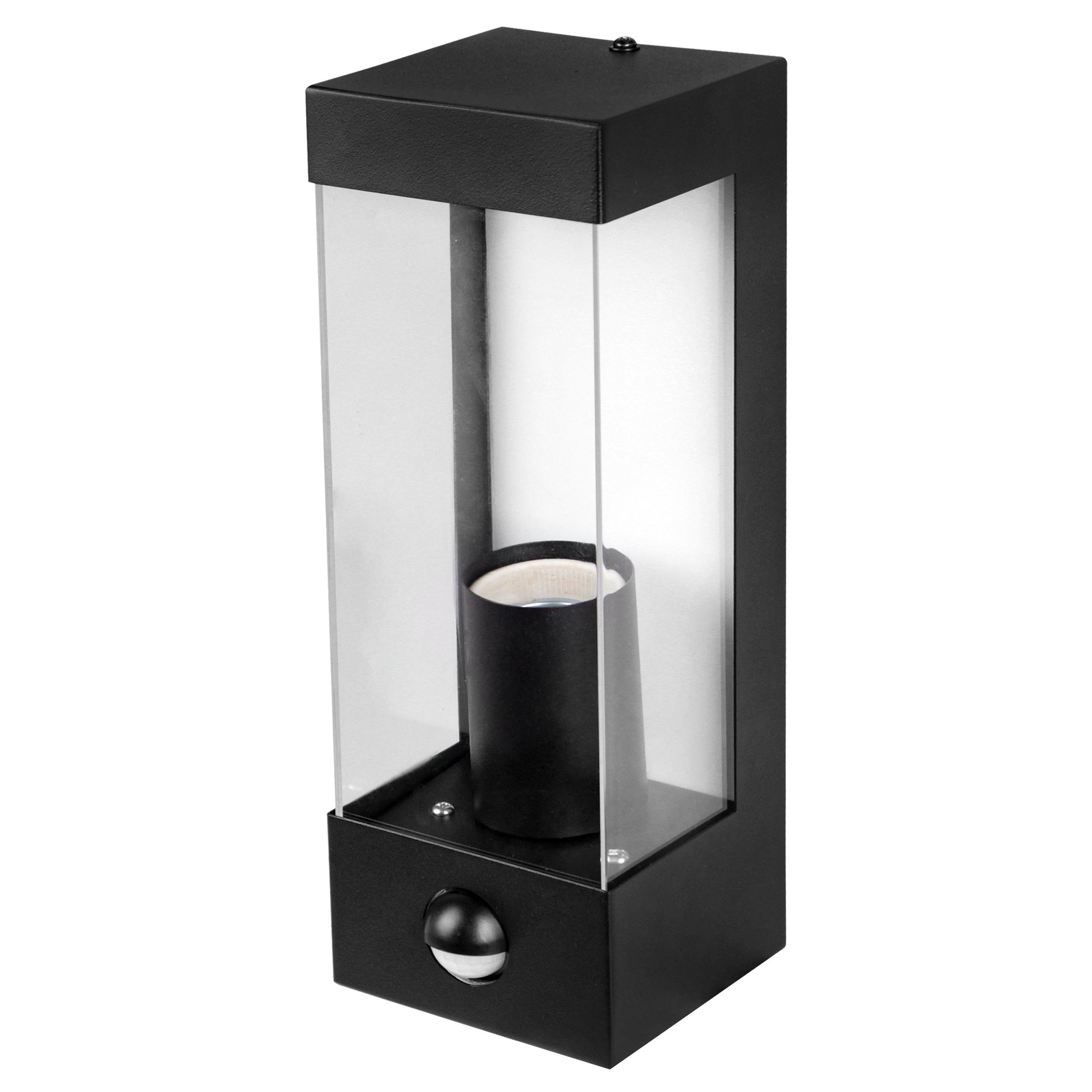 Kinkiet zewnętrzny E27 LED IP44 z czujnikiem ruchu PIR elewacyjny ścienny stylowy czarny XUDO
