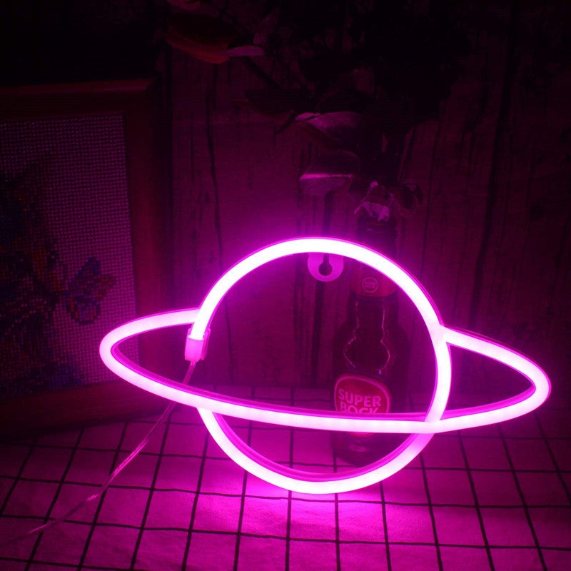 Neonowe znaki LED Planet, wiszące neony, lampa neonowa Planet USB/bateria do pokoju dziecięcego, dekoracja na przyjęcie urodzinowe, bar, wesele
