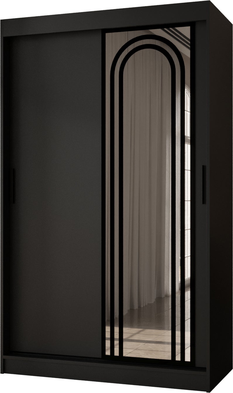 Szafa przesuwna z lustrem VIGO 120 x 62 x 200 czarny + u. czarny