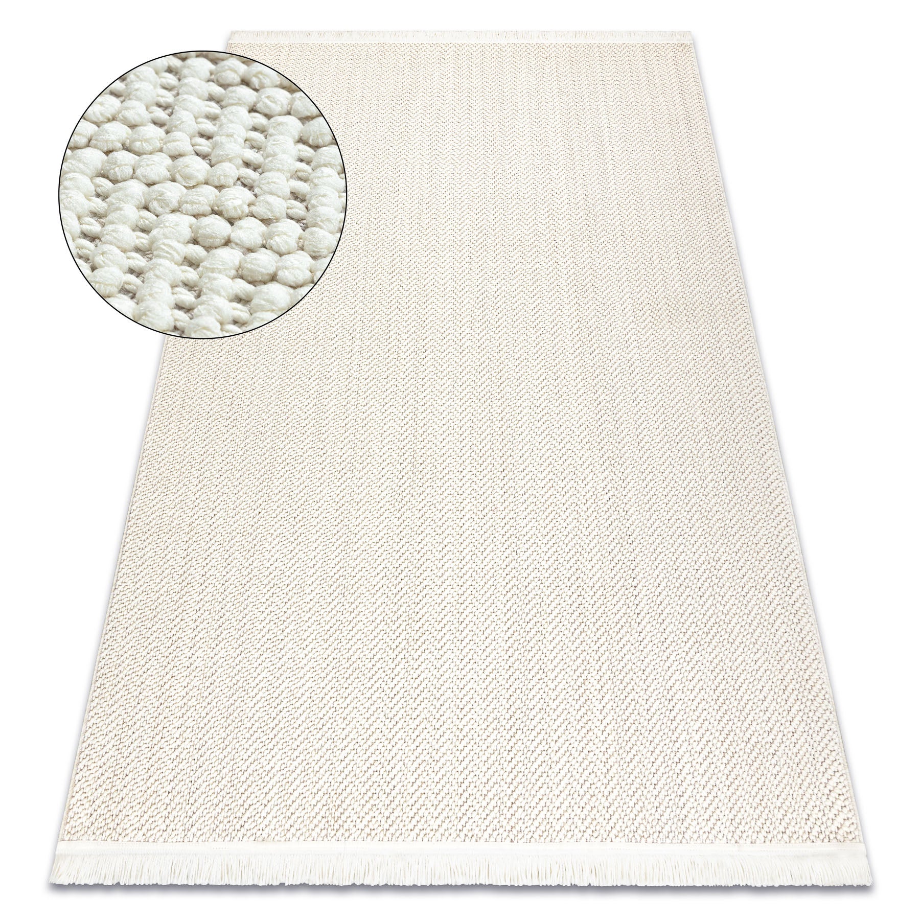 Dywan NANO FJ86B Jodełka, chevron, płasko tkany biały 80x150 cm
