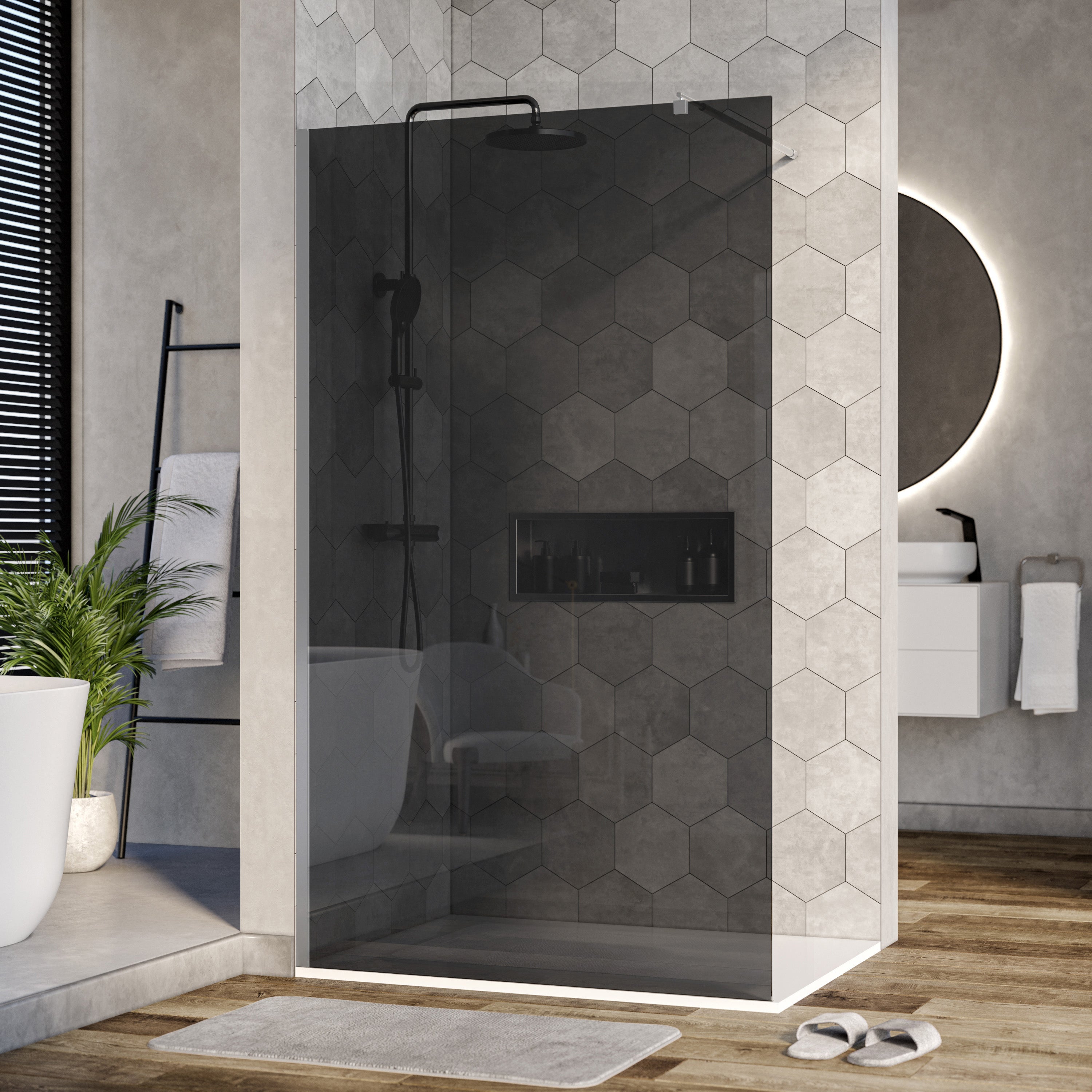 Bernstein Ścianka prysznicowa Walk-In EX101 szkło szare ESG 10mm kabina prysznicowa 90cm