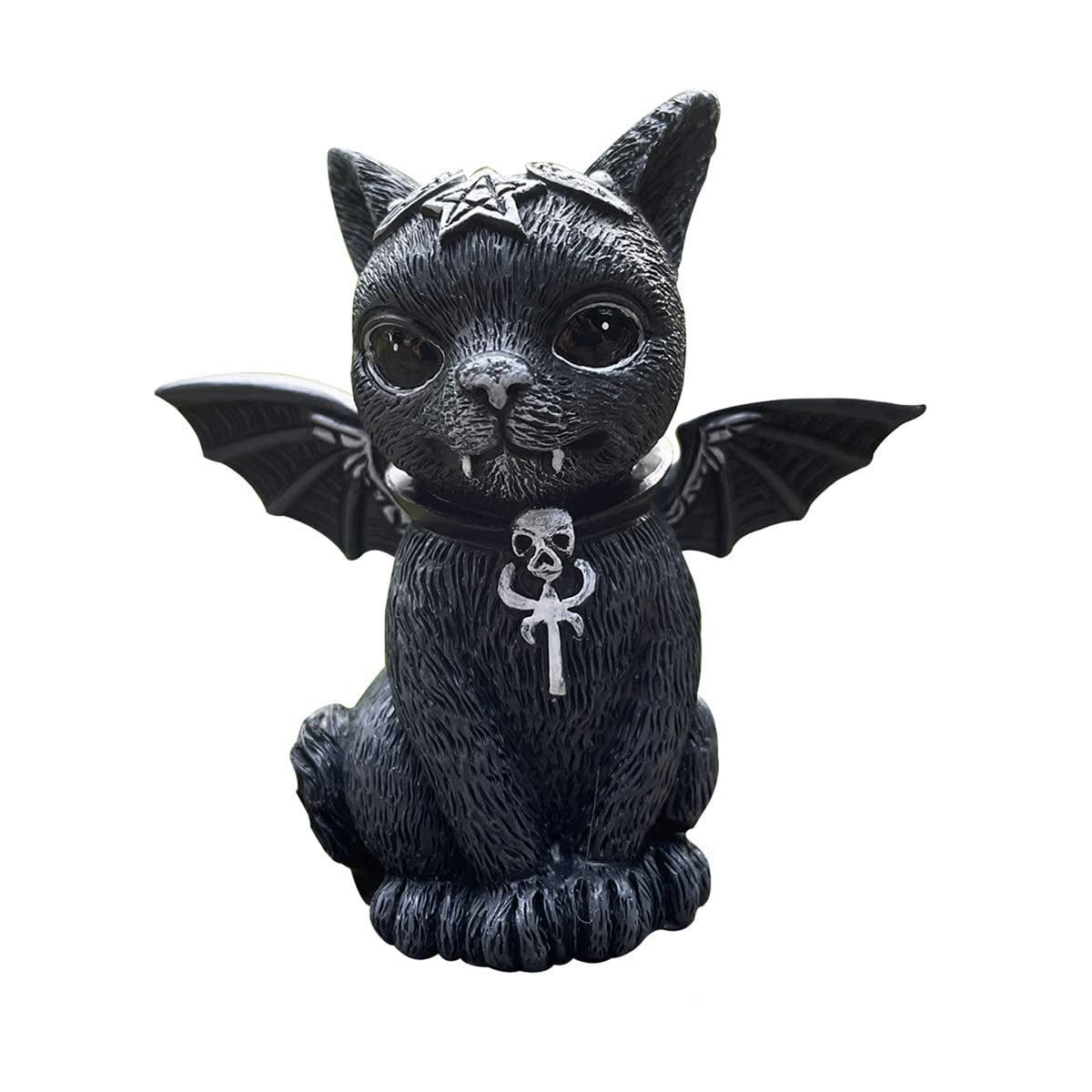 Figurka kota - czarna figurka kota do dekoracji na zewnątrz - dekoracje halloweenowe z czarnego kota - do dekoracji ogrodu.
