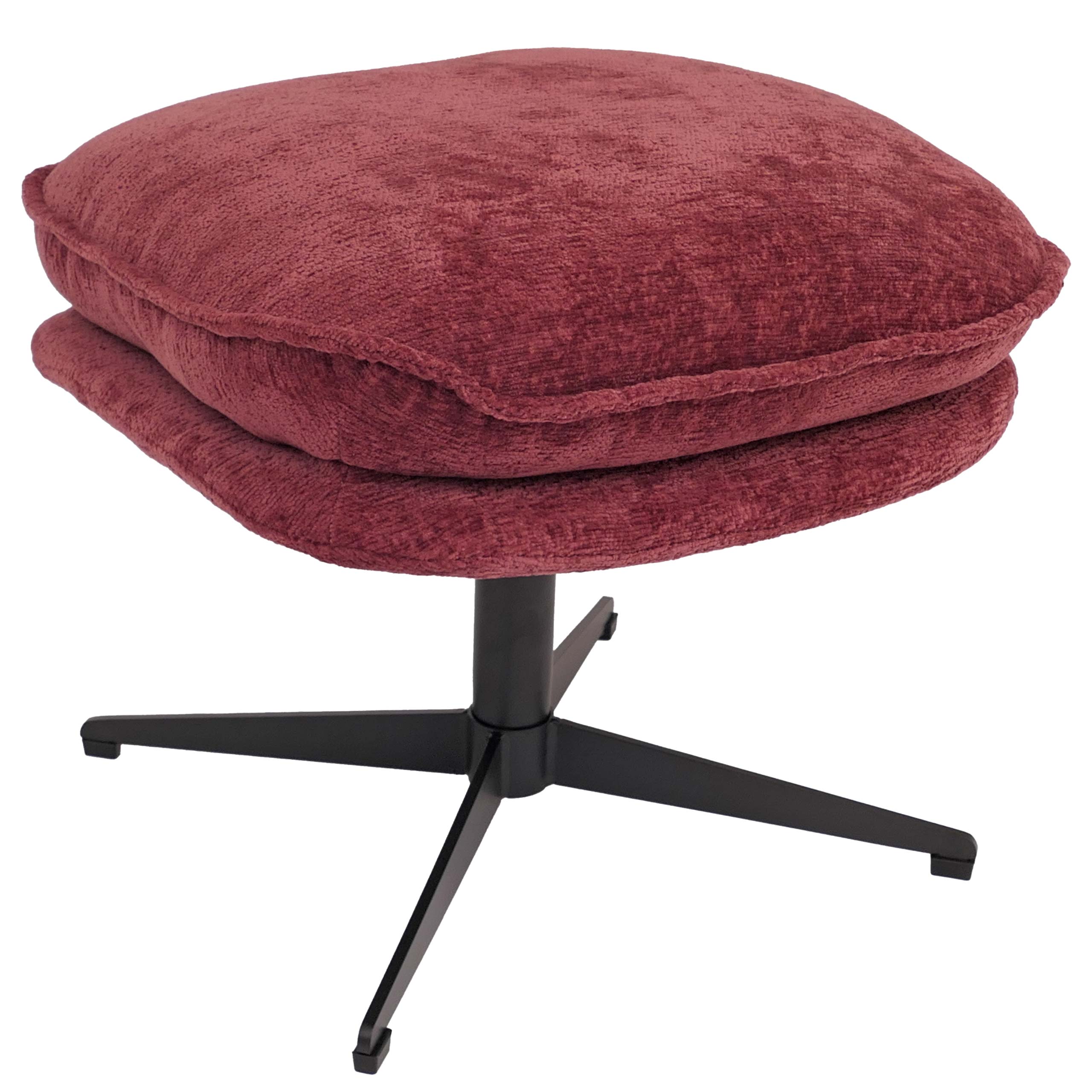 Taboret z tapicerką HWC-P32, siedzisko/podnóżek Podnóżek Otomana Tkanina/tekstylia Chenille (370 g/m²) ~ jagodowy