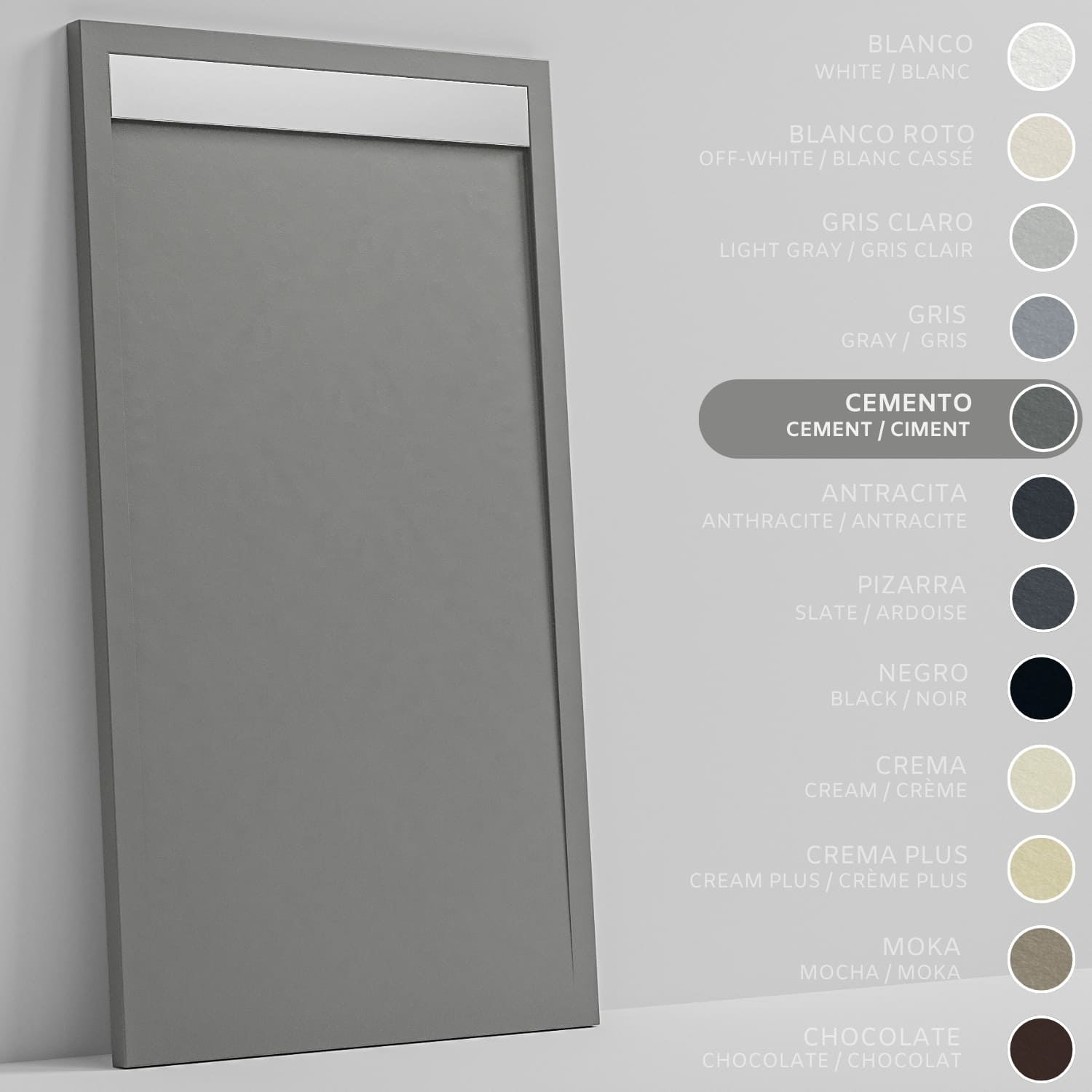 SOULHOME Brodzik prysznicowy– Żywica– Gel Coat– Gładka/Kamienna tekstura – Antypoślizgowy – cementowoszary- 130x90- Niski 3cm– Ruszt INOX