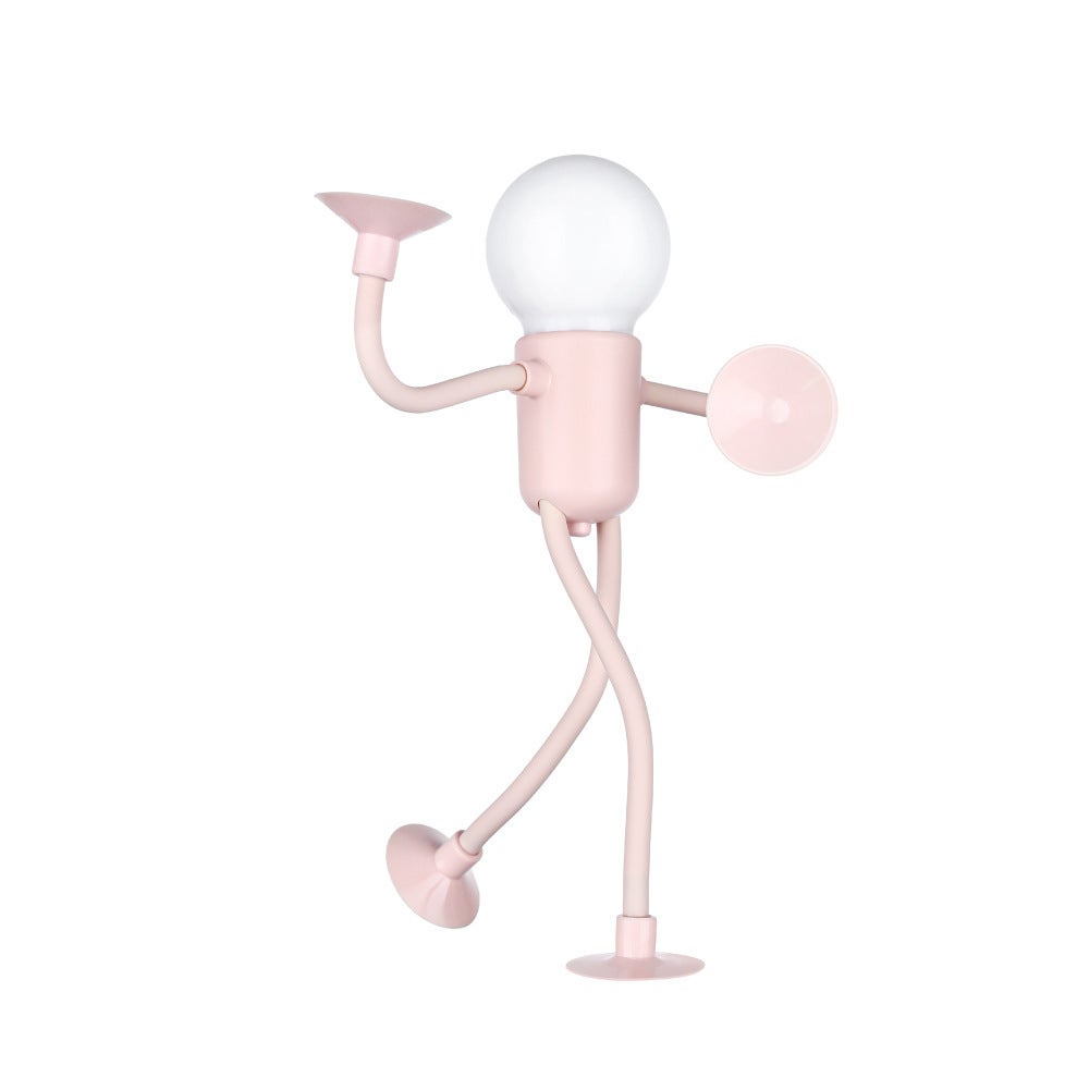 Lampka Nocna Człowiek Żarówka, dekoracyjna lampka do korytarza, mini lampka nocna, różowa