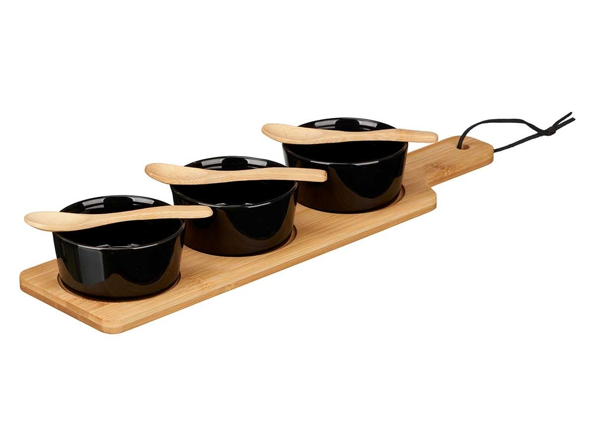 Zestaw miseczek Kinvara bambusowa taca czarny 39x10x6 cm 1 szt.