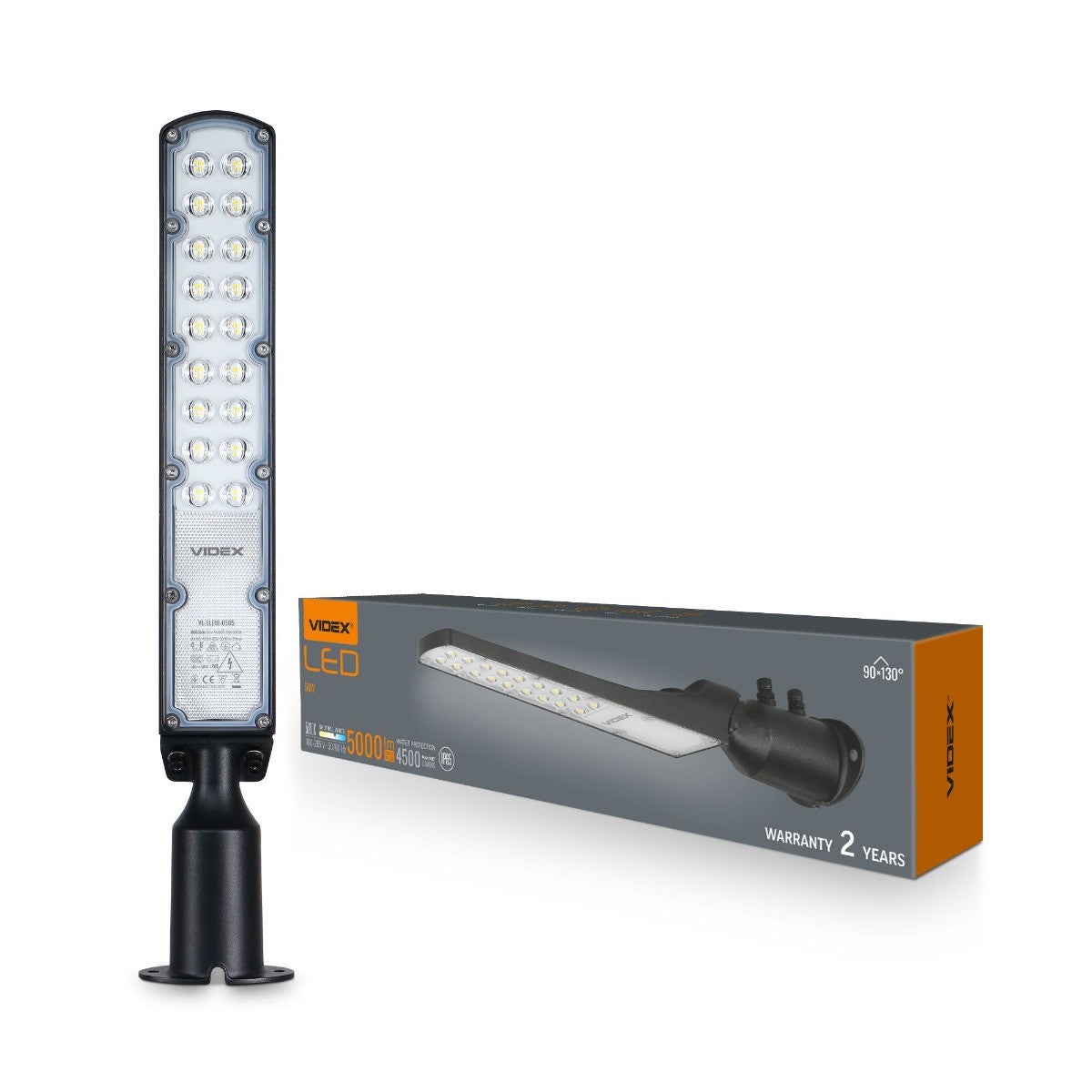 Latarnia ogrodowa Street czarna LED 50W 5000K 4500lm IP65 wym: 50,7 x 10,8 x 7,6 cm aluminium Videx