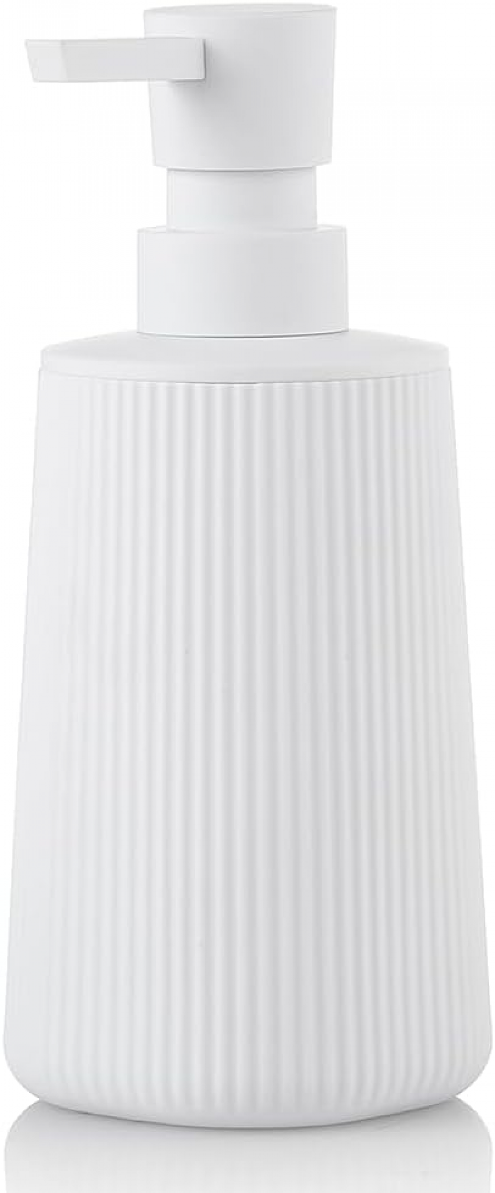 Dozownik do mydła w paski, mały dozownik do mydła, z pompką (1 sztuka, 250 ml, biały)