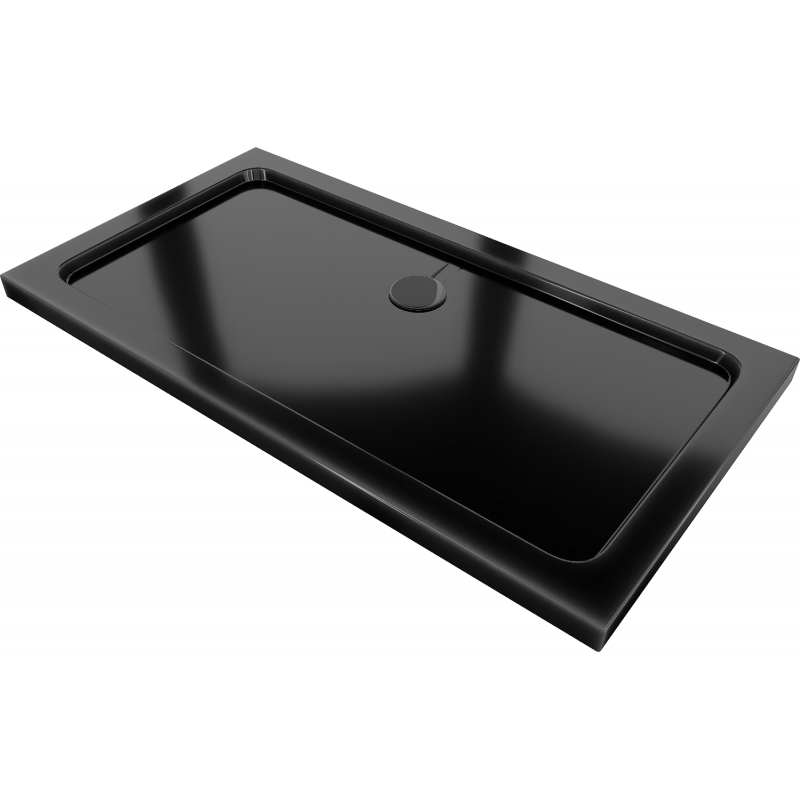 Mexen Flat brodzik prostokątny slim 130 x 70 cm, czarny, syfon czarny - 40707013B